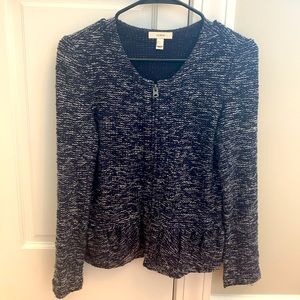 J.Crew peplum boucle tweed jacket in navy and white